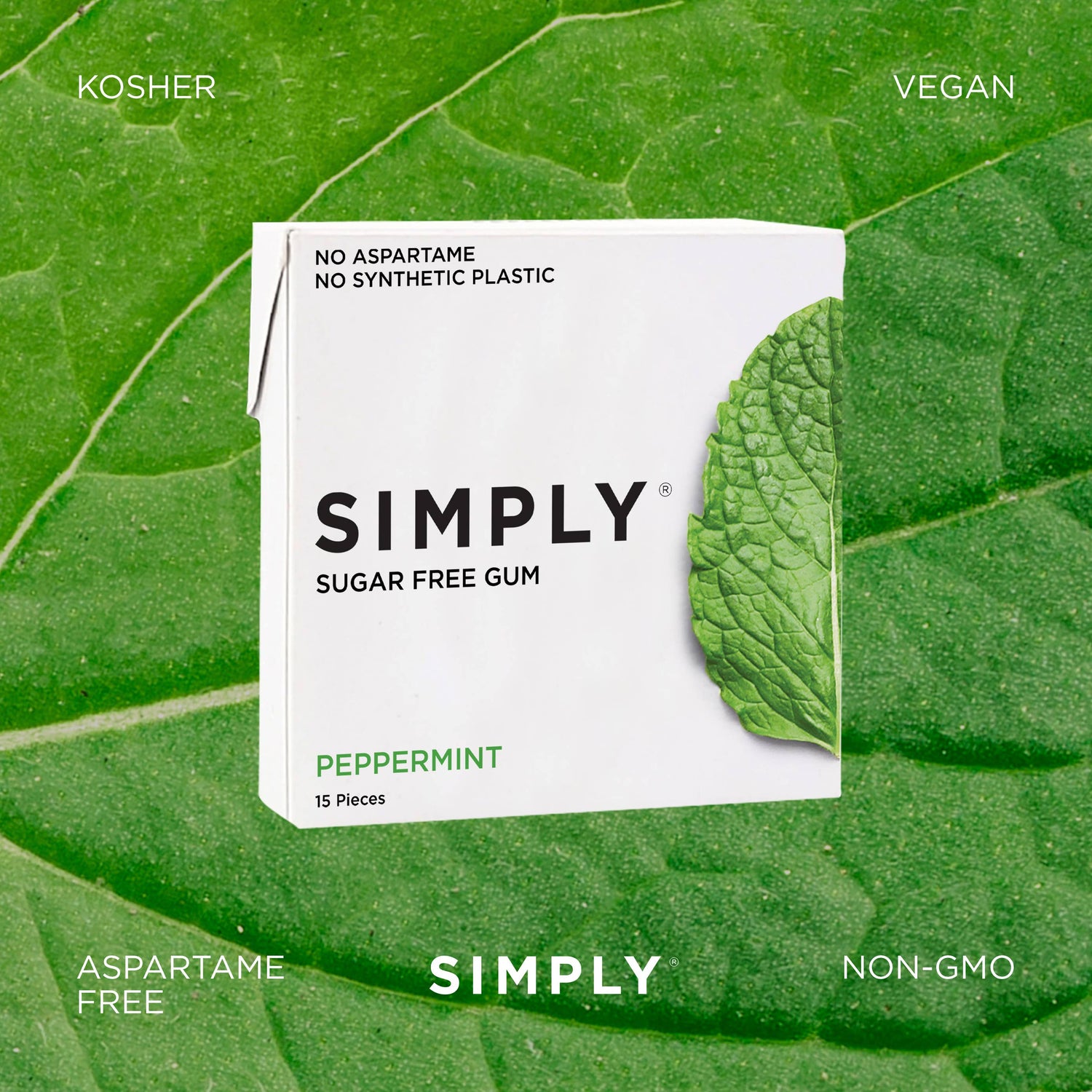 Simply Gum - Sugar Free Peppermint Gum - Natural Chewing Gum