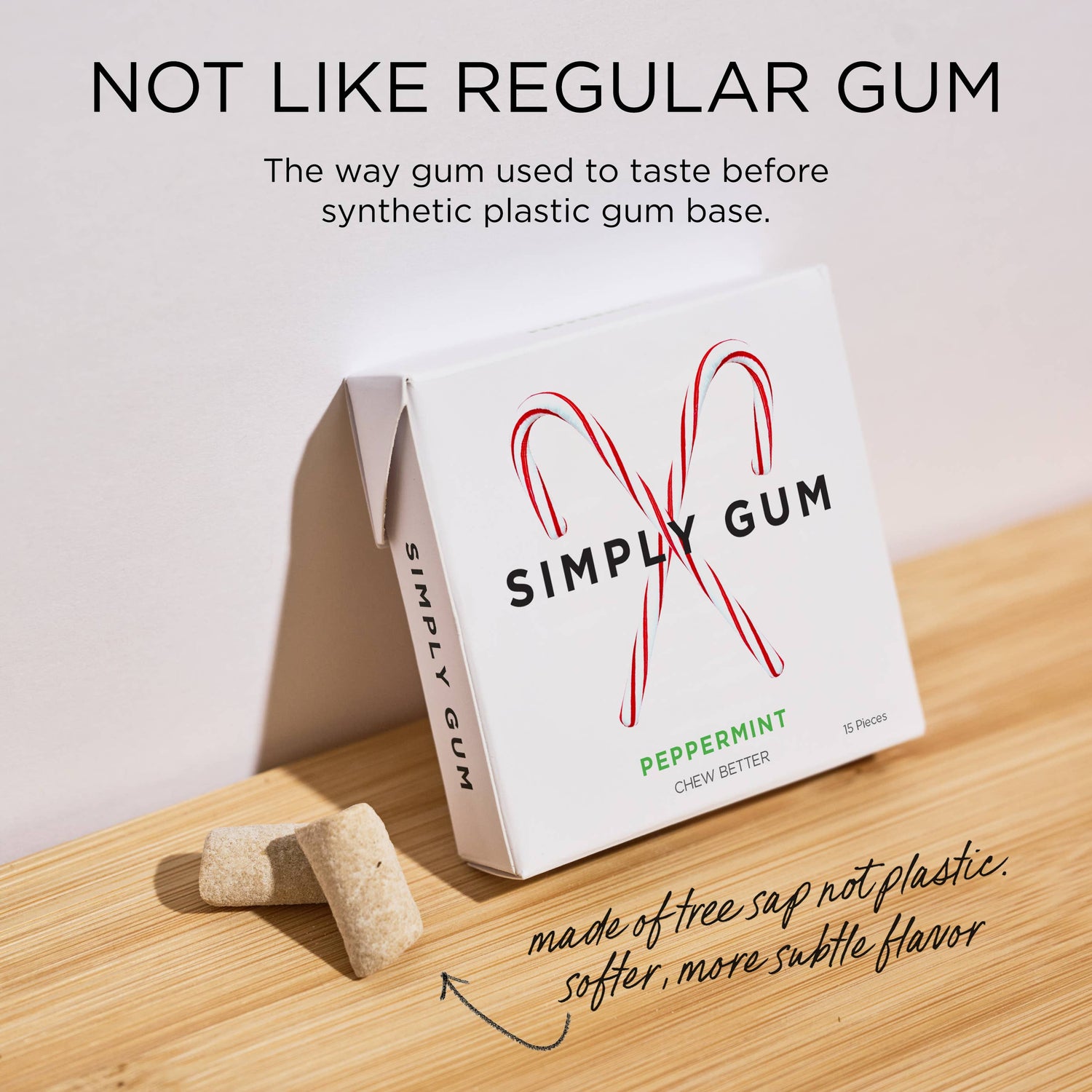 Simply Gum - Holiday Peppermint Gum - Natural Chewing Gum