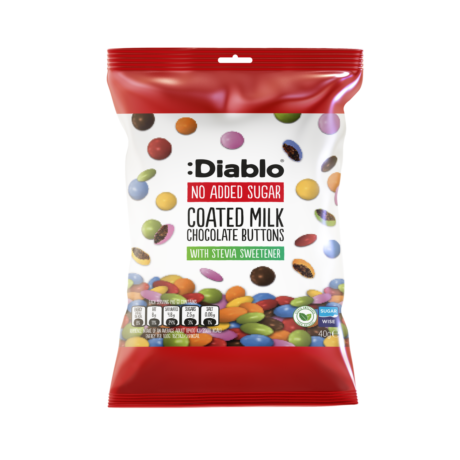 :Diablo No Added Sugar Coated Milk Chocolate Buttons