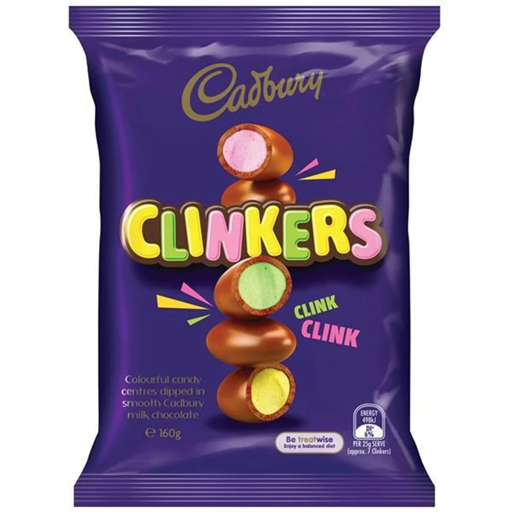 Cadbury Clinkers chocolate packaging on a white background