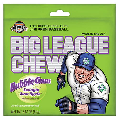 Big League Chew Bubble Gum-Swingin' Sour Apple
