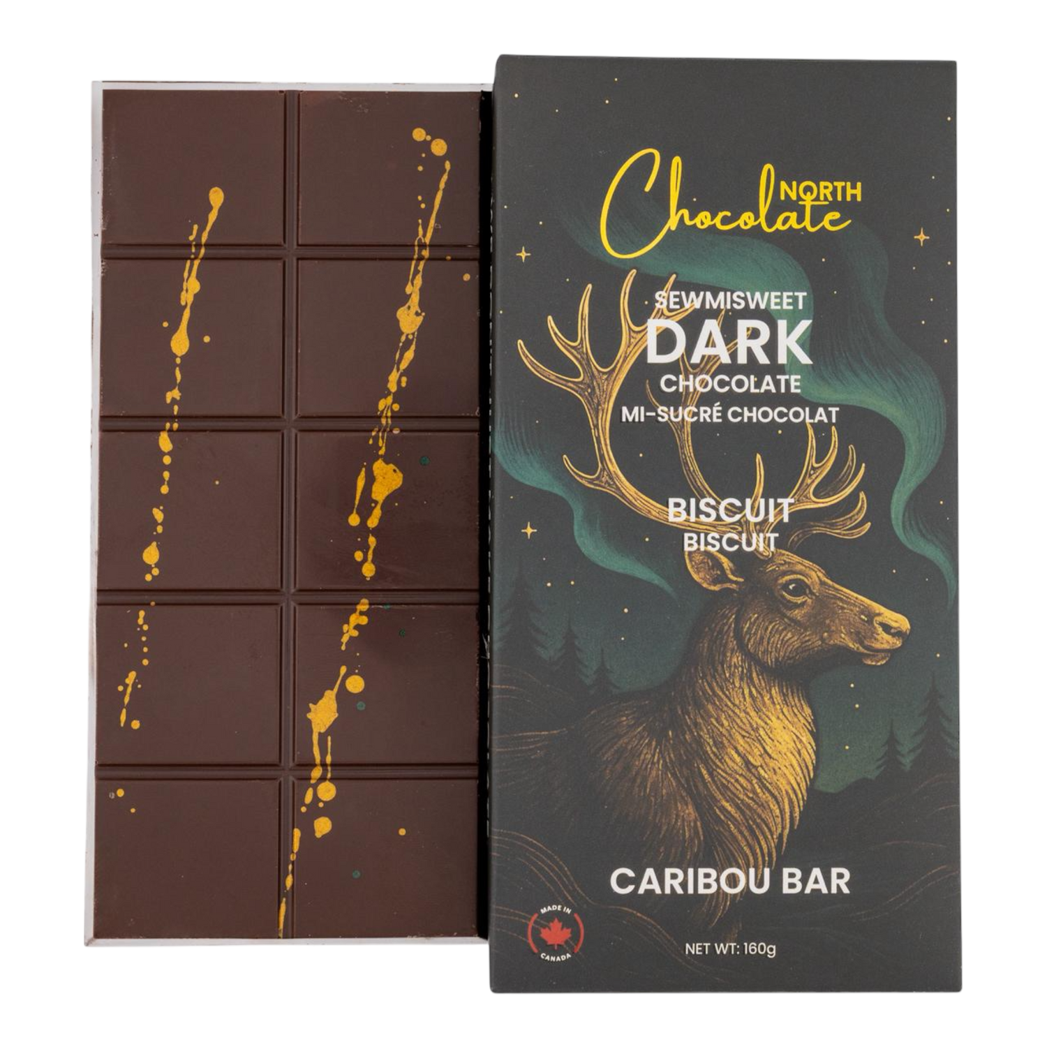 North Chocolate – Caribou Bar – Biscuit Dark Chocolate (Dubai Style Bar)