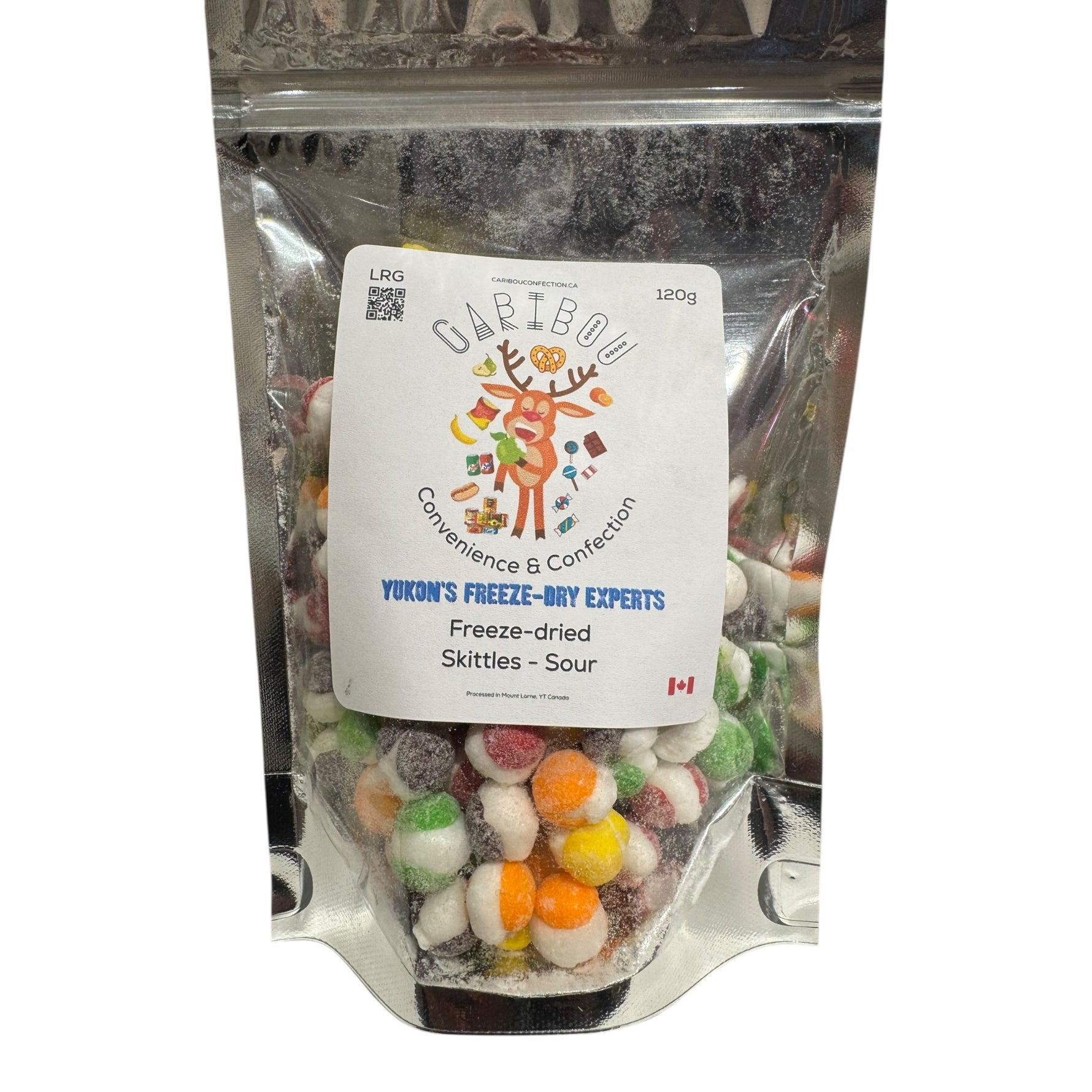 Packaged freeze-dried Skittles - Sour candy with a visible brand label.