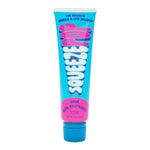 Squeeze Pop tube with blue and pink design on a white background